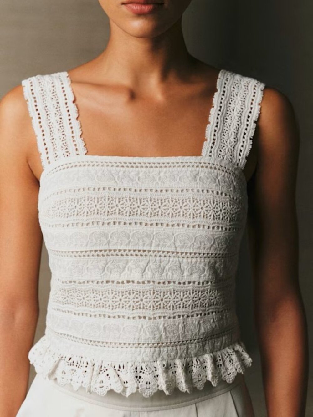 Sezane Leonard Top Ecru Guipure Lace - Size 6